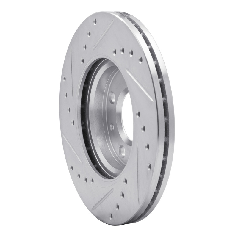 Dodge Attitude Brake Rotor (1) - Front Right - R1 Concepts - Drilled & Slotted - Silver - `12-`25